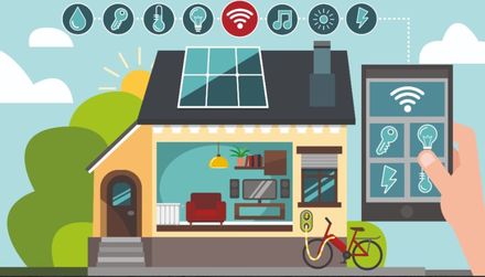 Smart Home umgesetzt: man sieht ein Haus, bei dem dieses schon umgesetzt ist