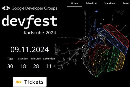 Veranstaltungshinweis auf das devFest Karlsruhe am 09.11.2024