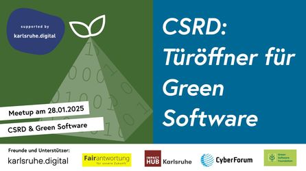 Die Grafik zeigt die Einladung zum Event CSDR als Türöffner für Green Software Development